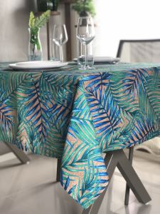 Masa Örtüsü,Mavi Hasır Yaprak  130 cm x 170 cm